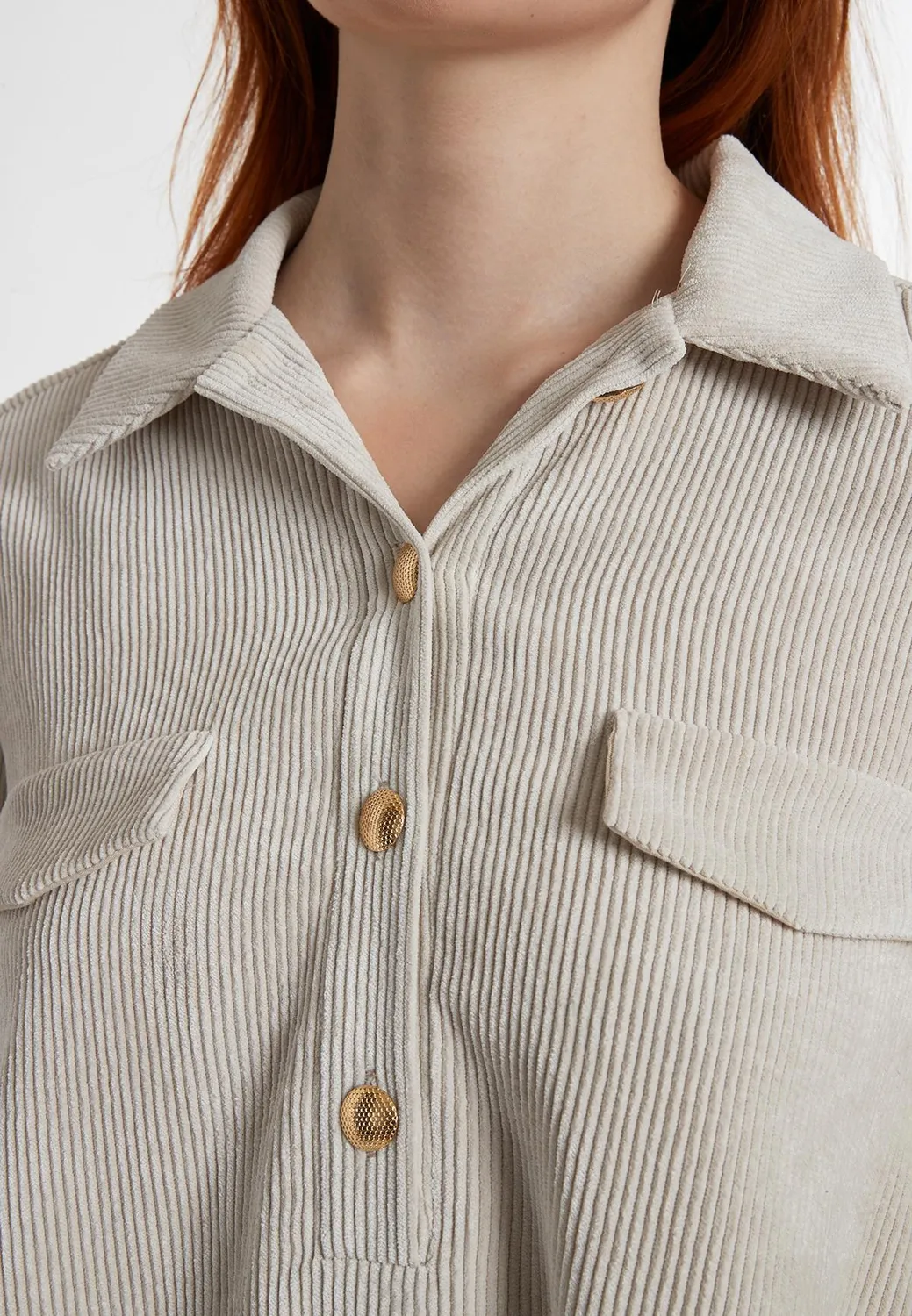 Ana Alcazar Sastoa abito camicia panna in velluto