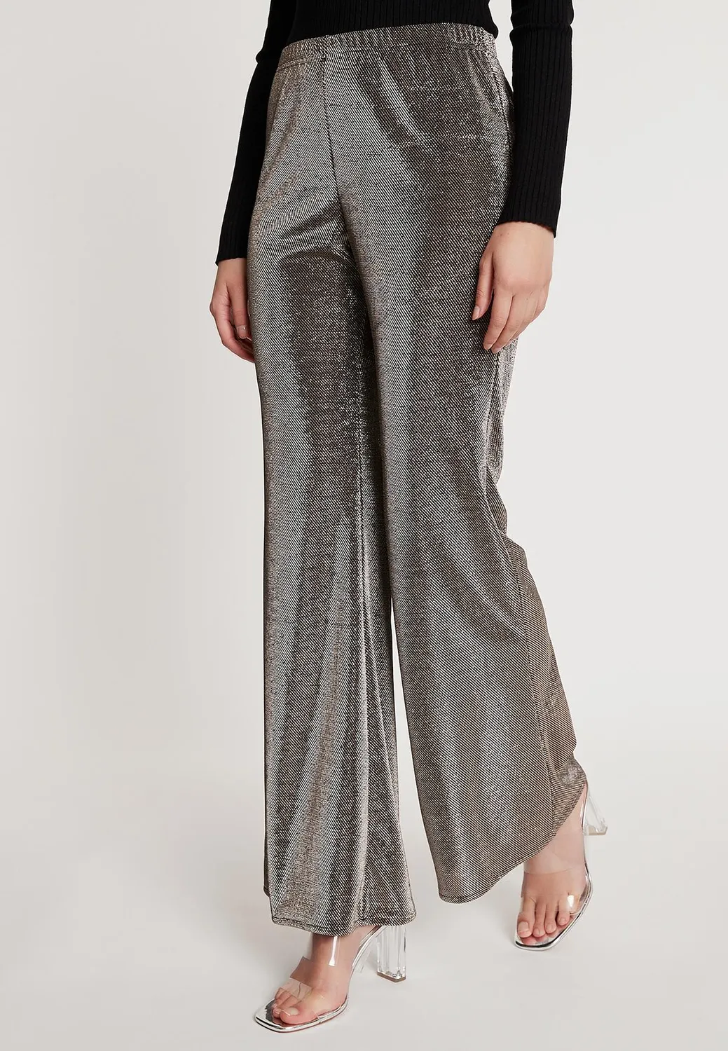Ana Alcazar Ikona pantaloni lurex argento