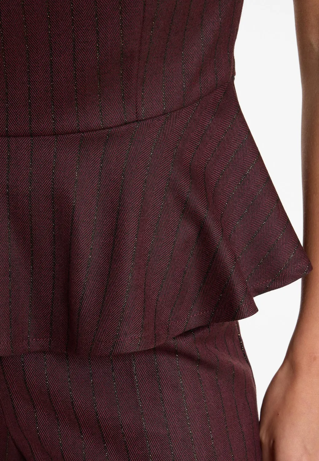 Ana Alcazar Adeno top peplum bordeaux lurex