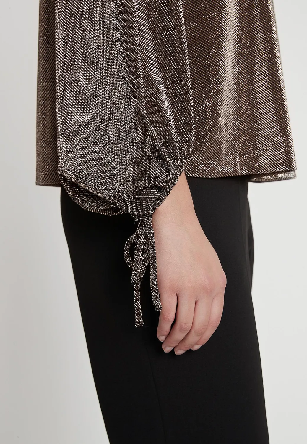 Ana Alcazar Ikine top glitter maniche a sbuffo
