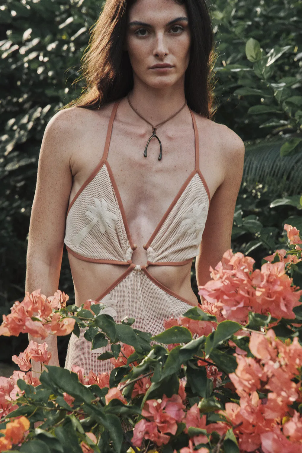 Johanna Ortiz Ebb Flow vestito lungo cotone ecru copricostume