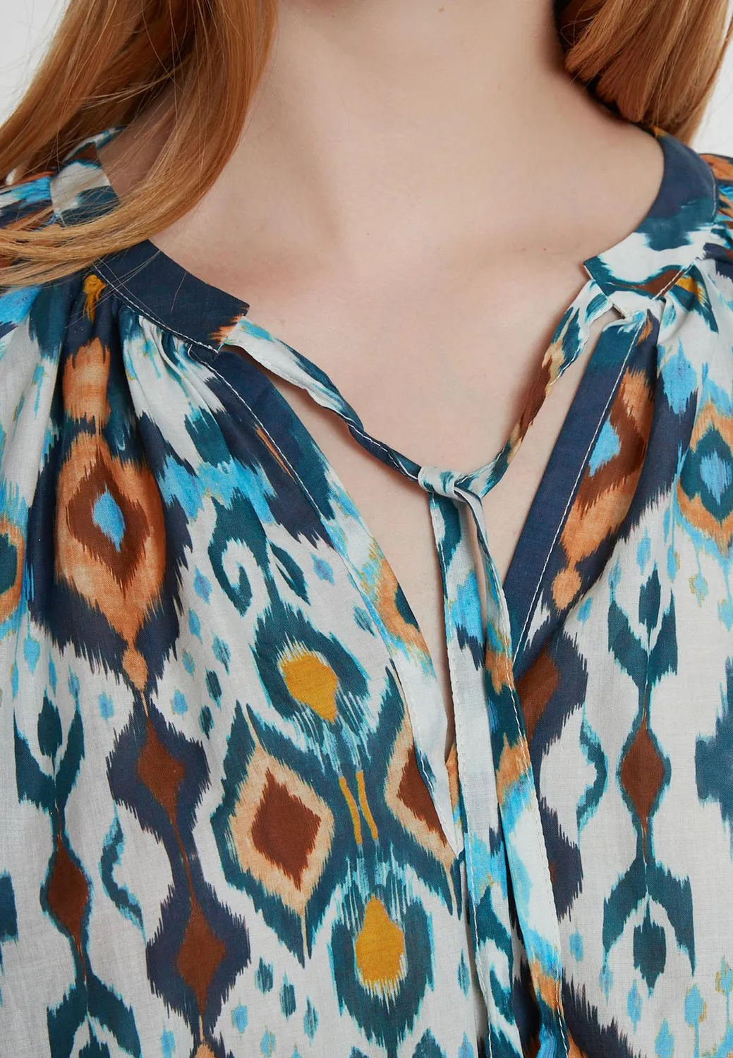 Ana Alcazar Kaira Wide Blouse blusa ampia blu zafferano