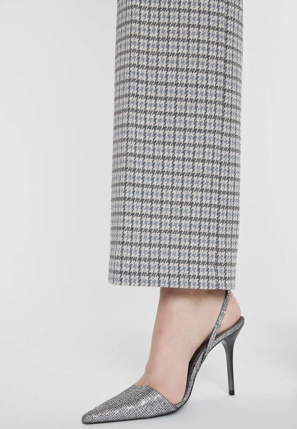 Ana Alcazar Sodala pantaloni lunghi pied-de-poule lurex