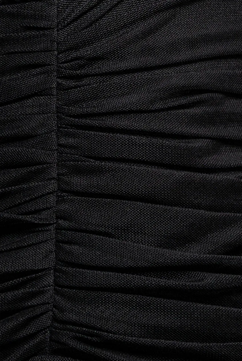 Goddiva Abito Maxi Strega Nero Maniche Trasparenti