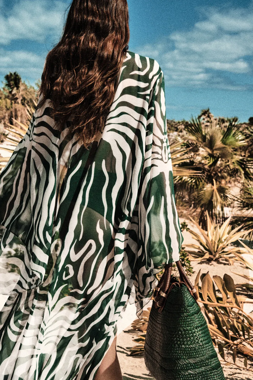 Johanna Ortiz Amazon kimono copricostume verde