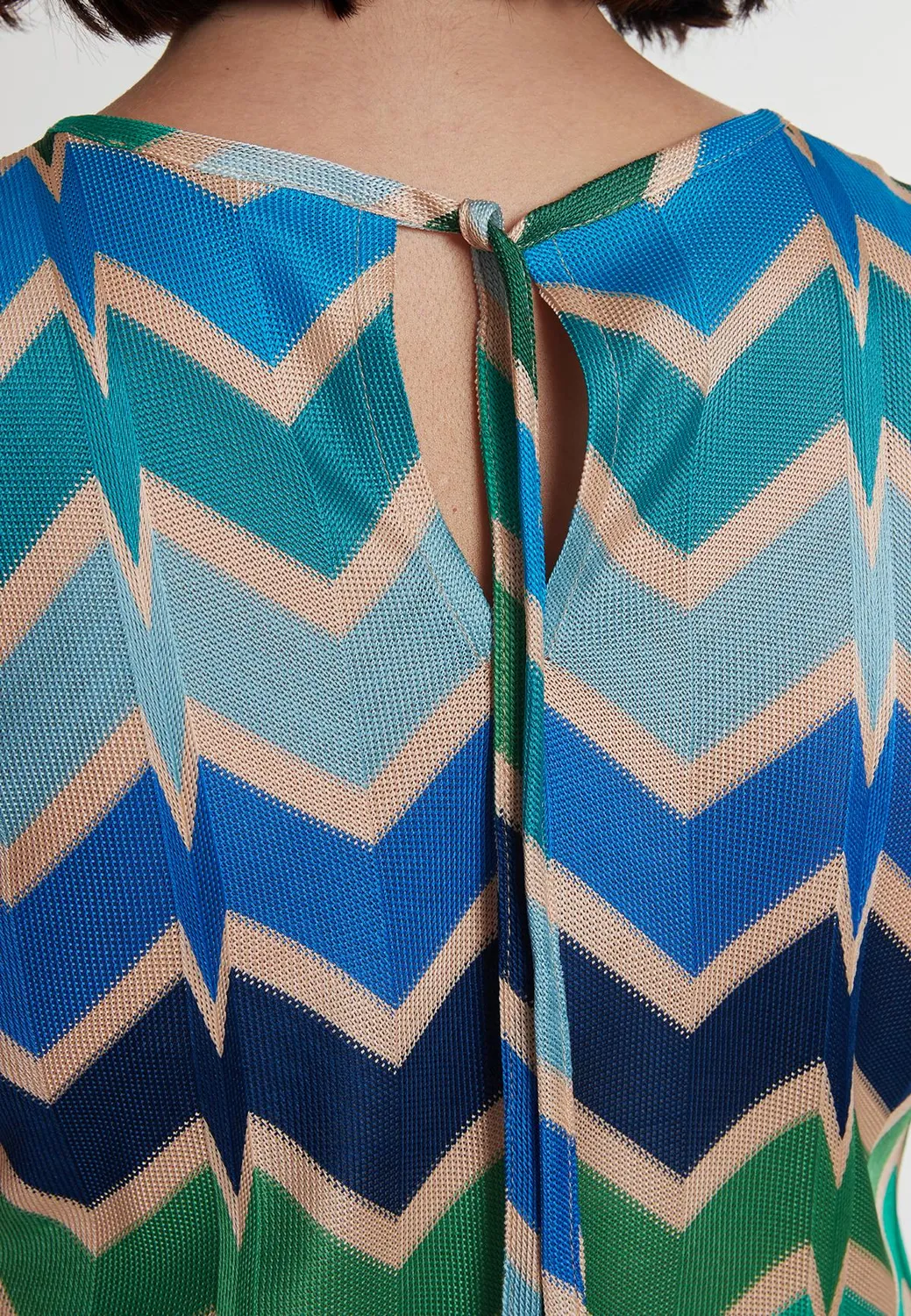 Ana Alcazar Poccy top lungo smanicato zigzag blu