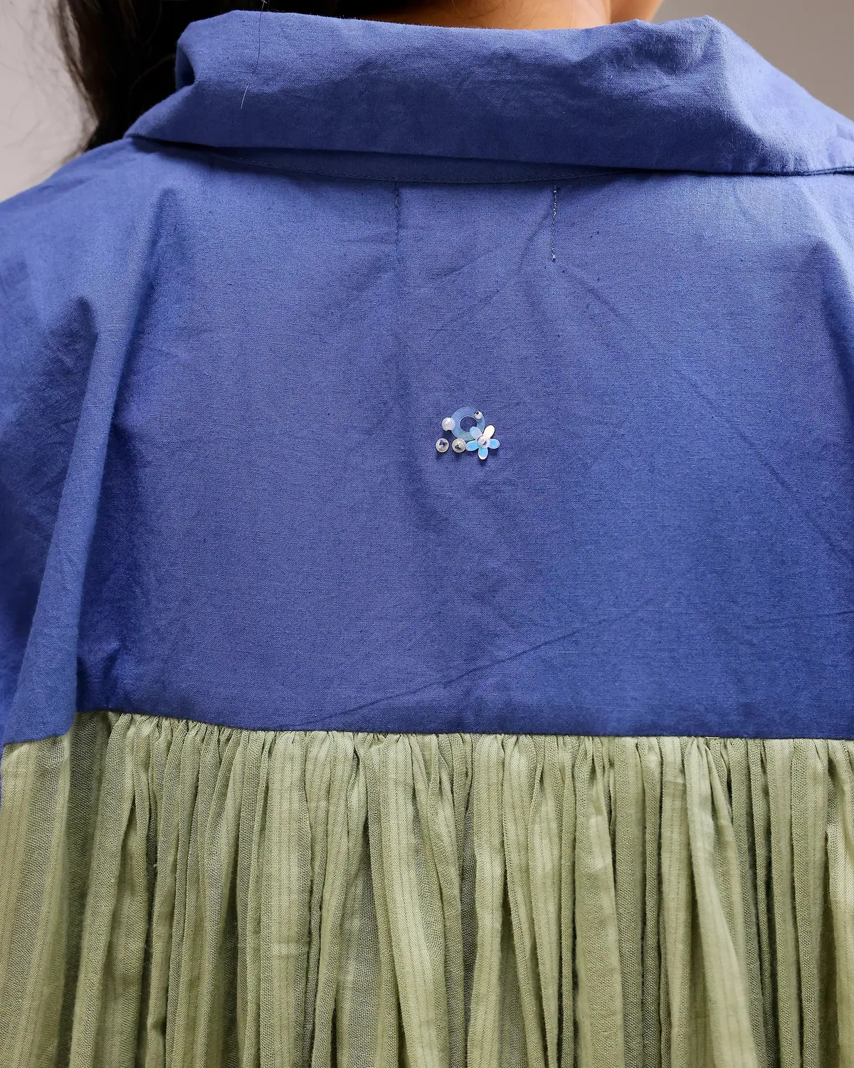 Our Dve Dune Flow camicia blu verde righe