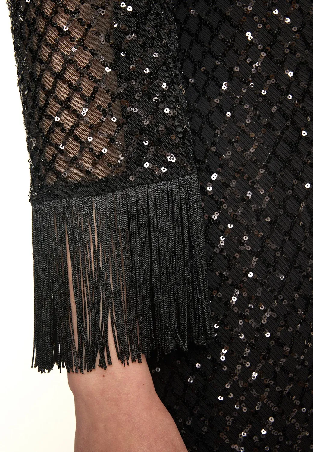 Ana Alcazar Odea abito argento paillettes corto