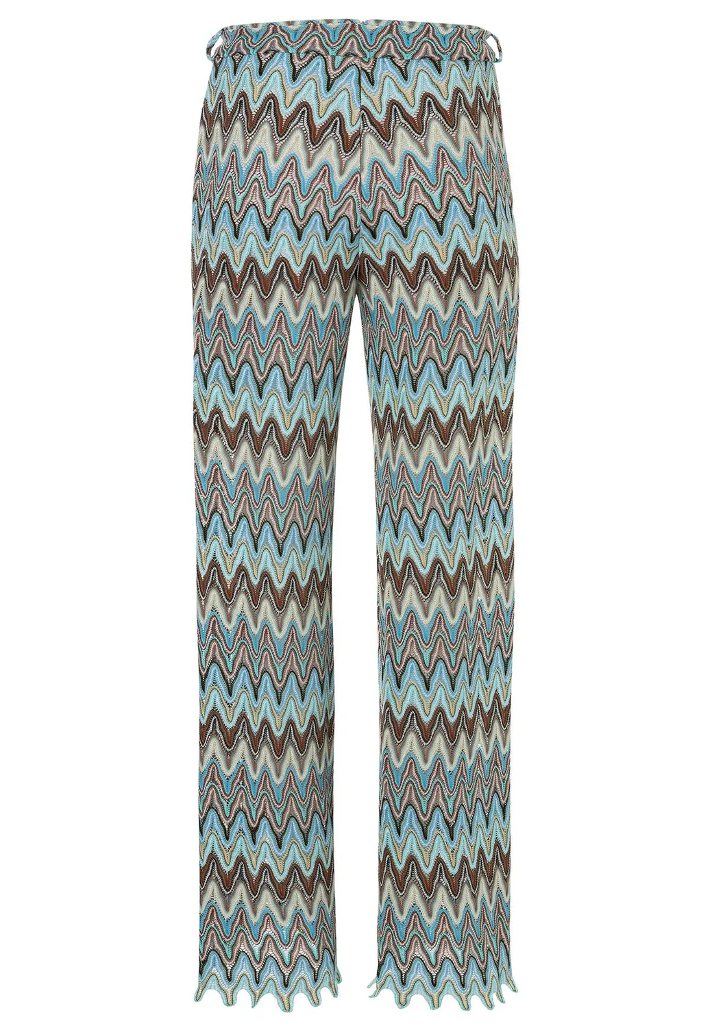 Ana Alcazar Zefoni pantaloni maglia zigzag azzurri