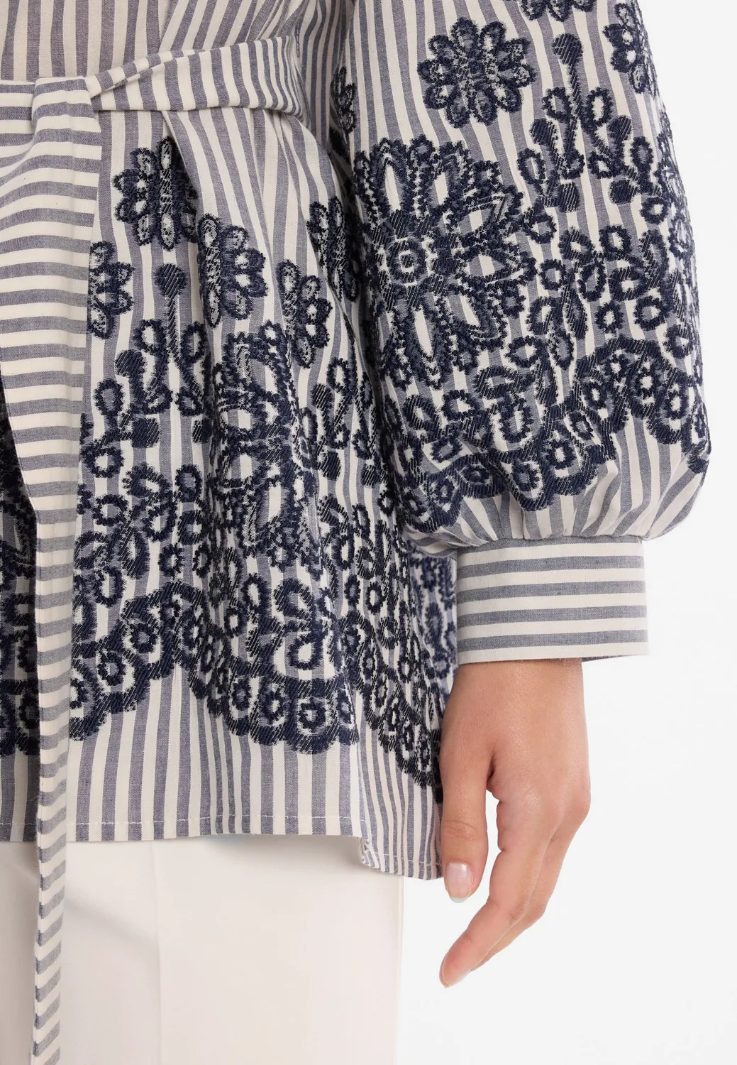 Ana Alcazar Doremie camicia cotone righe ricamo