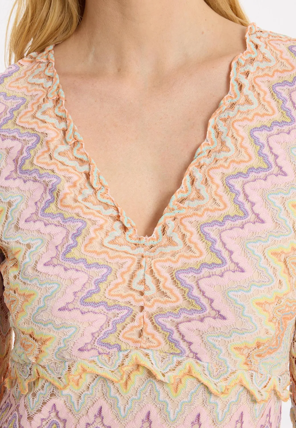 Ana Alcazar Zanta abito lungo estivo maglia zigzag