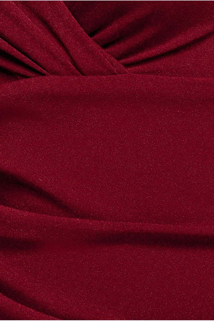 Goddiva Scuba Crepe tuta bardot vino wrap