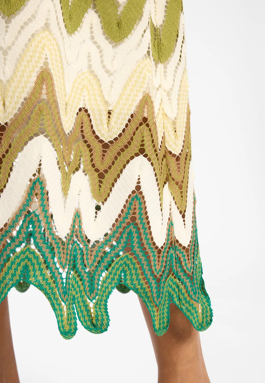 Ana Alcazar Dinah abito caftano maxi verde maglia