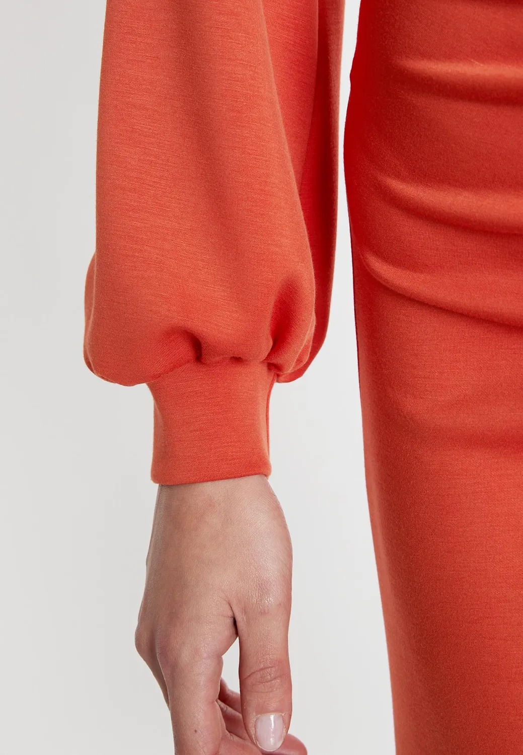 Ana Alcazar Sedona abito midi jersey arancione scollo V