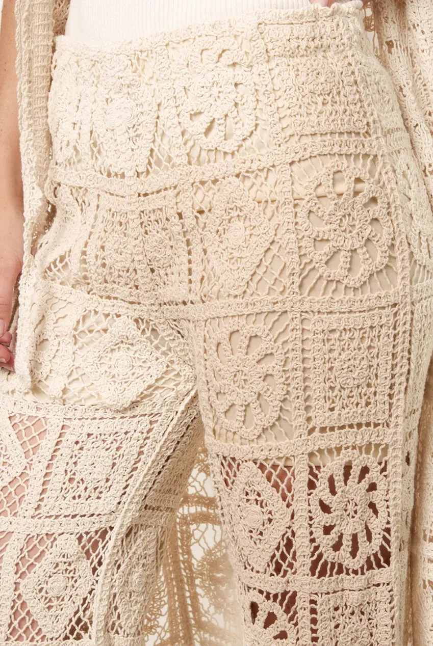 Blue Vanilla pantaloni crochet svasati pietra