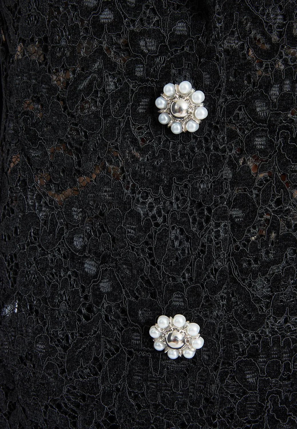 Ana Alcazar Saha blazer pizzo nero bottoni perla