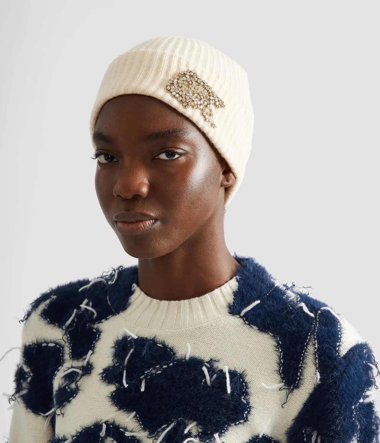 Erdem Knitted Beanie berretto cashmere avorio