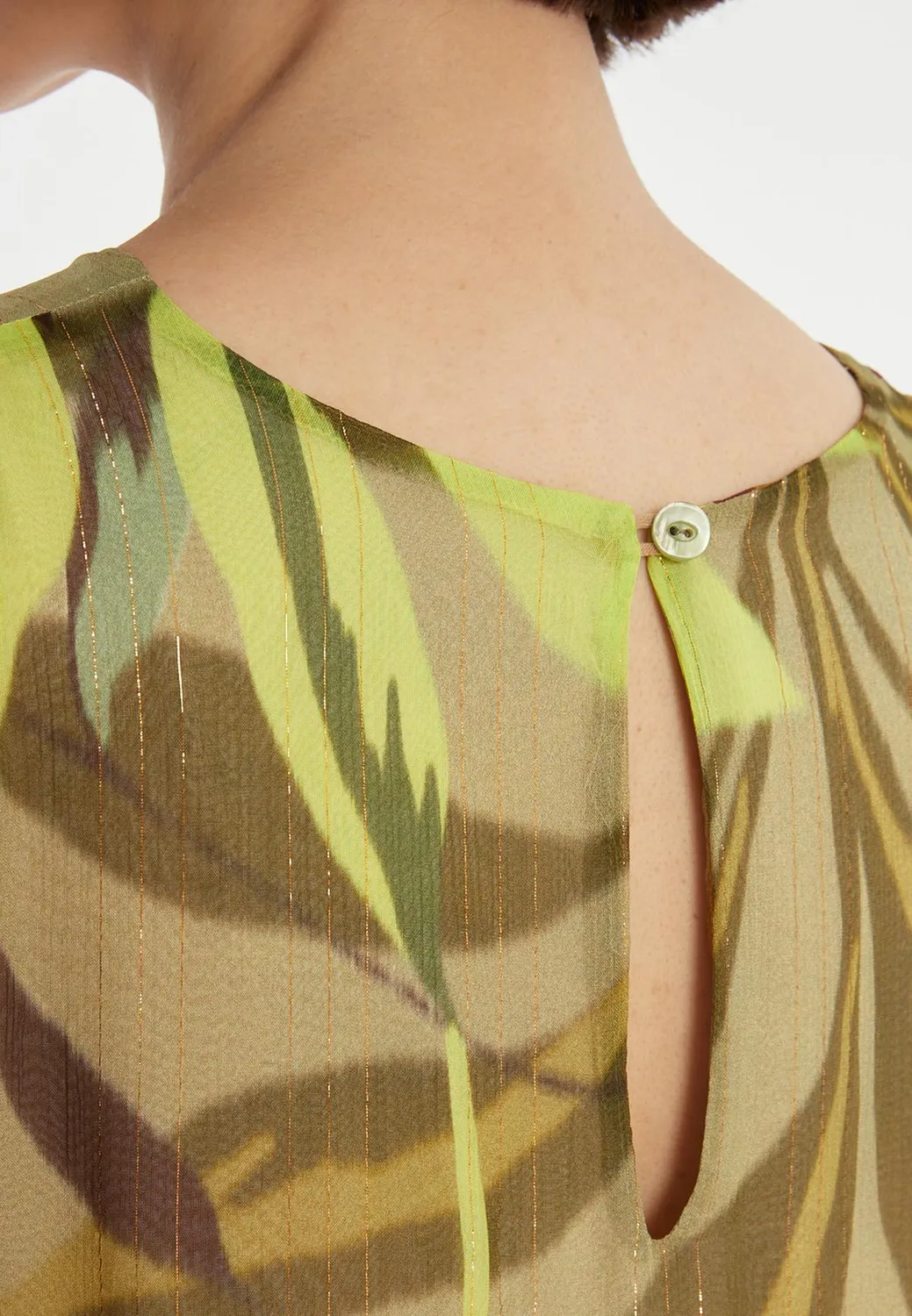 Ana Alcazar Zapara abito midi verde fantasia lurex