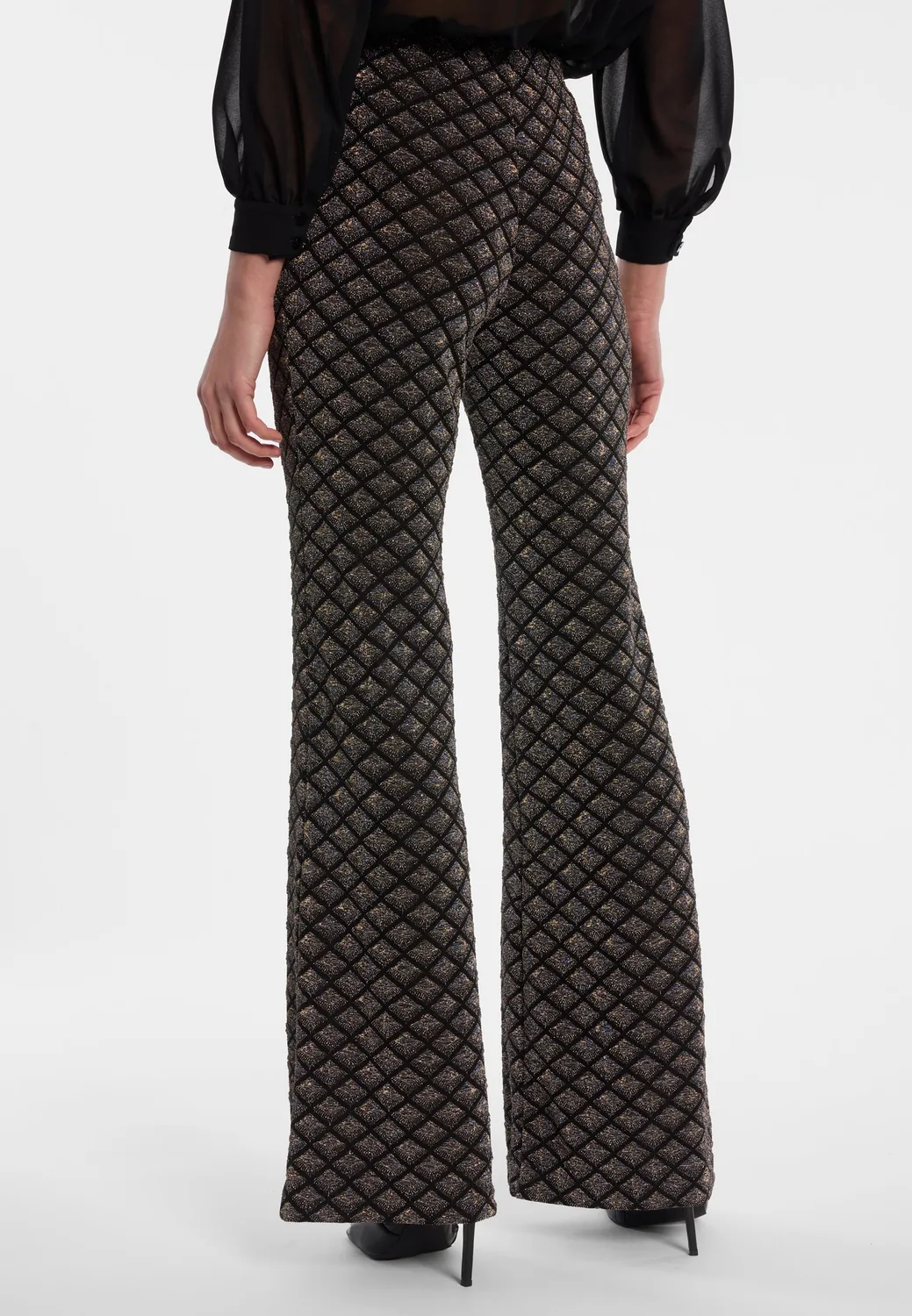 Ana Alcazar Enalis pantaloni neri lurex zampa