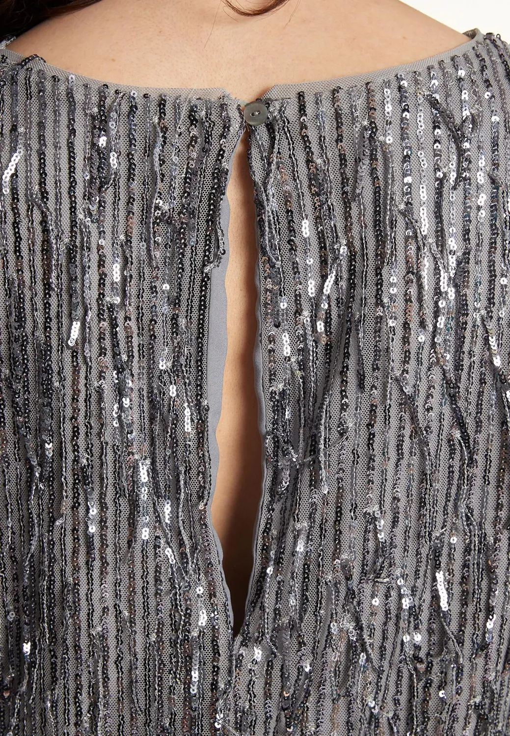 Ana Alcazar Ocysa tuta elegante paillettes argento