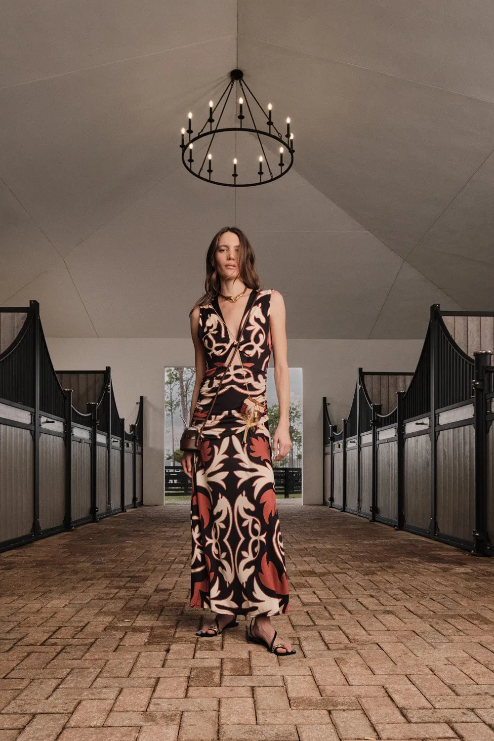 Johanna Ortiz Horizonte Mistico abito midi jersey nero
