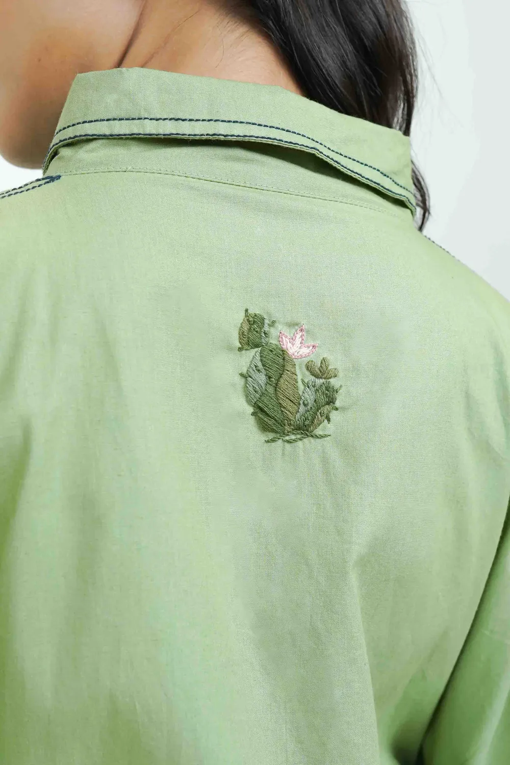 Our Dve S0017 camicia verde cotone donna