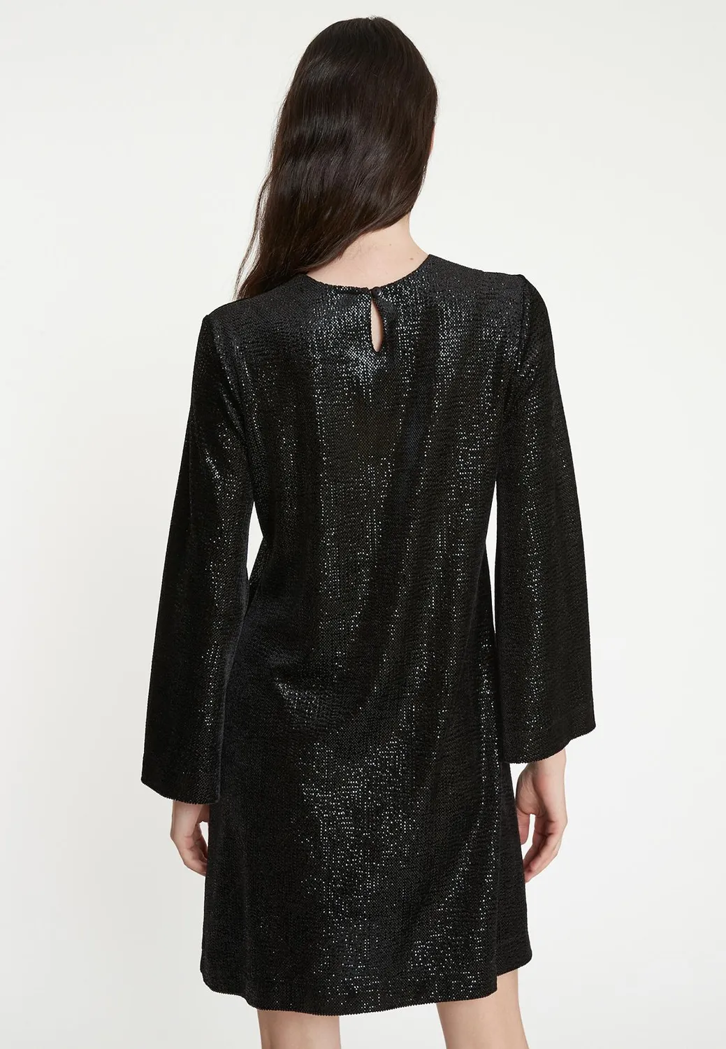 Ana Alcazar Taja abito cocktail nero paillettes