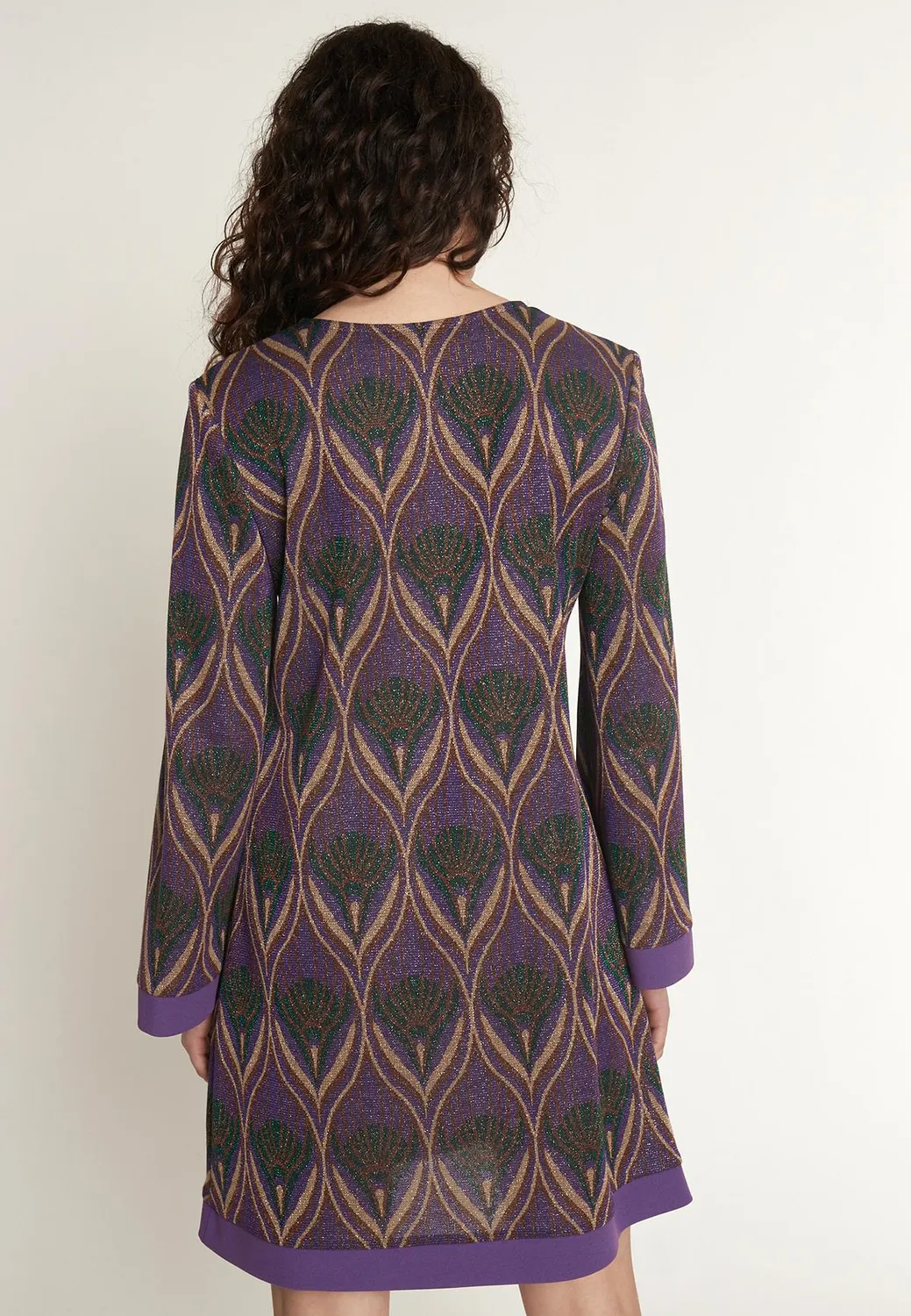 Ana Alcazar Otana Abito Corto Lurex Viola Retro