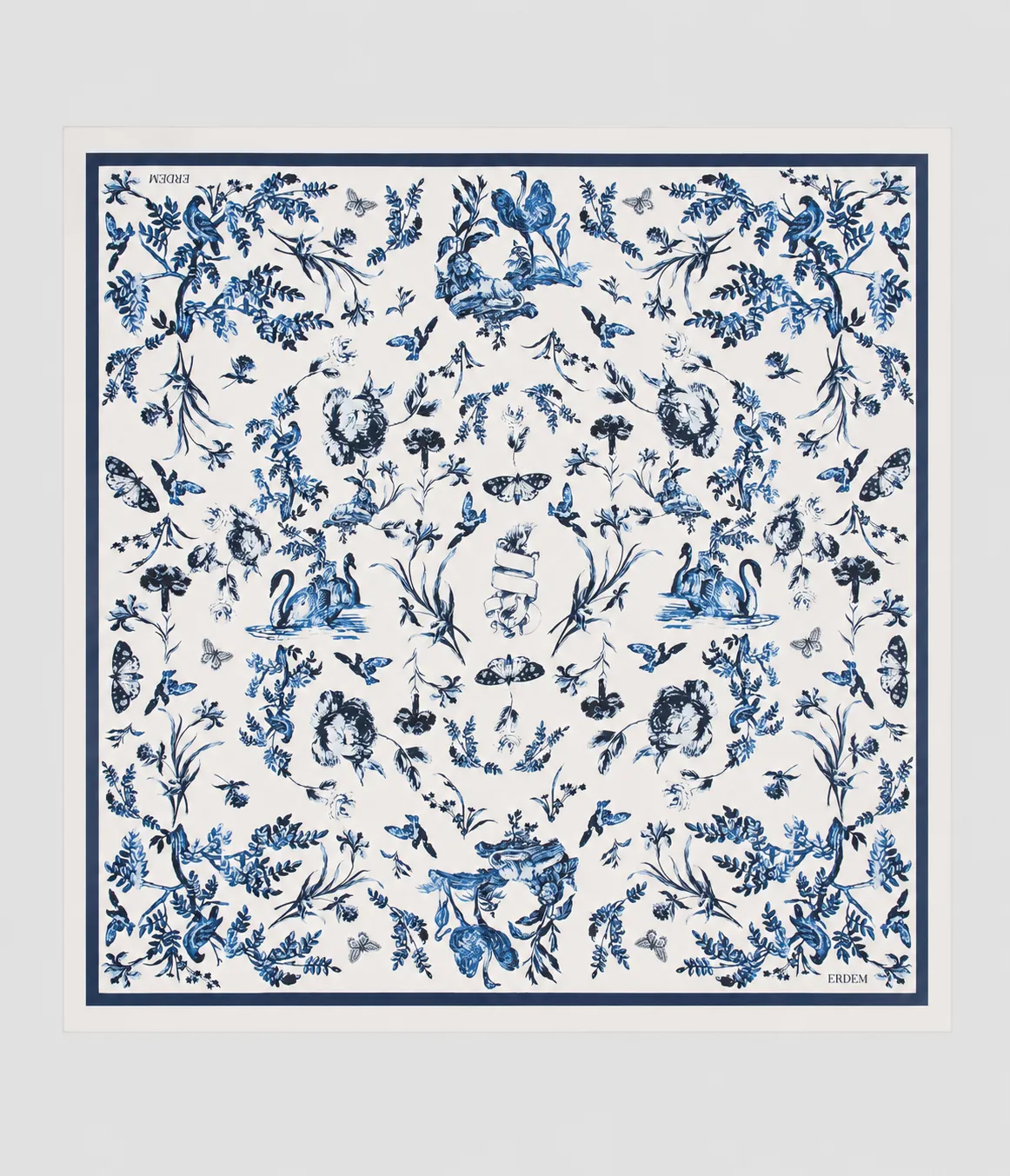 Erdem Printed foulard seta blu 135 cm