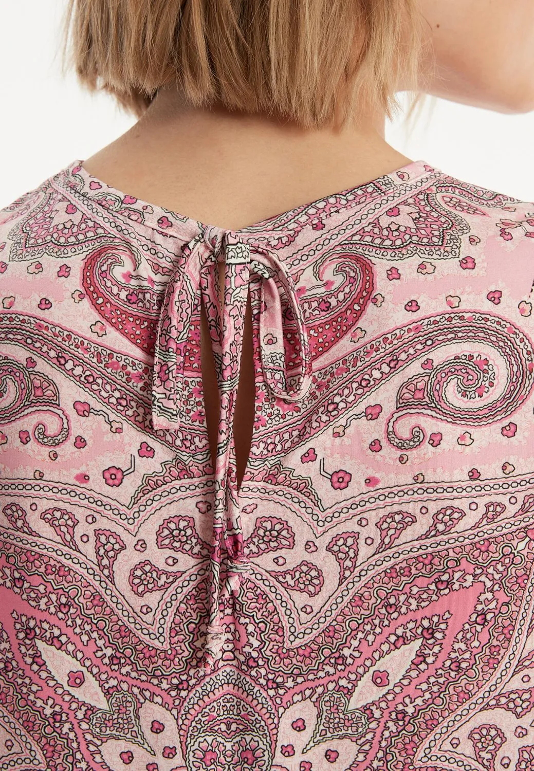 Ana Alcazar Zipola top lungo jersey paisley rosa