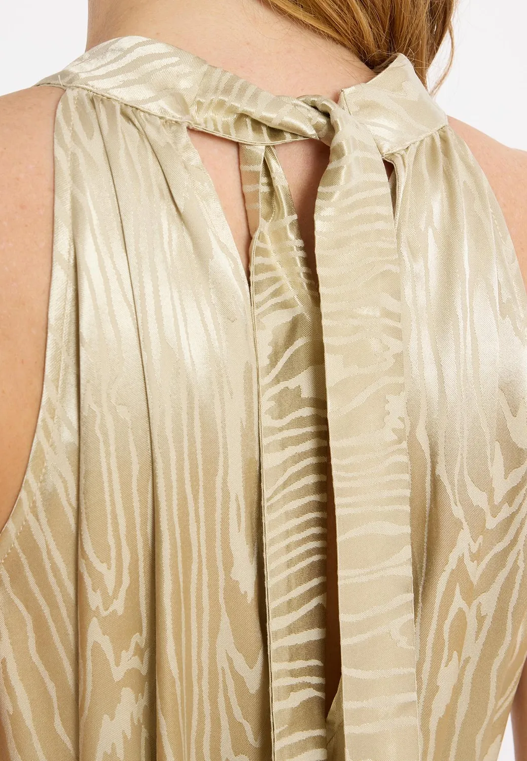 Ana Alcazar Zartea abito lungo satin oro