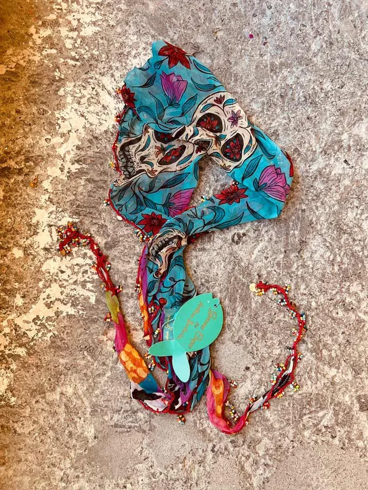 Antica Sartoria Frida BV087C fascia capelli turchese fantasia