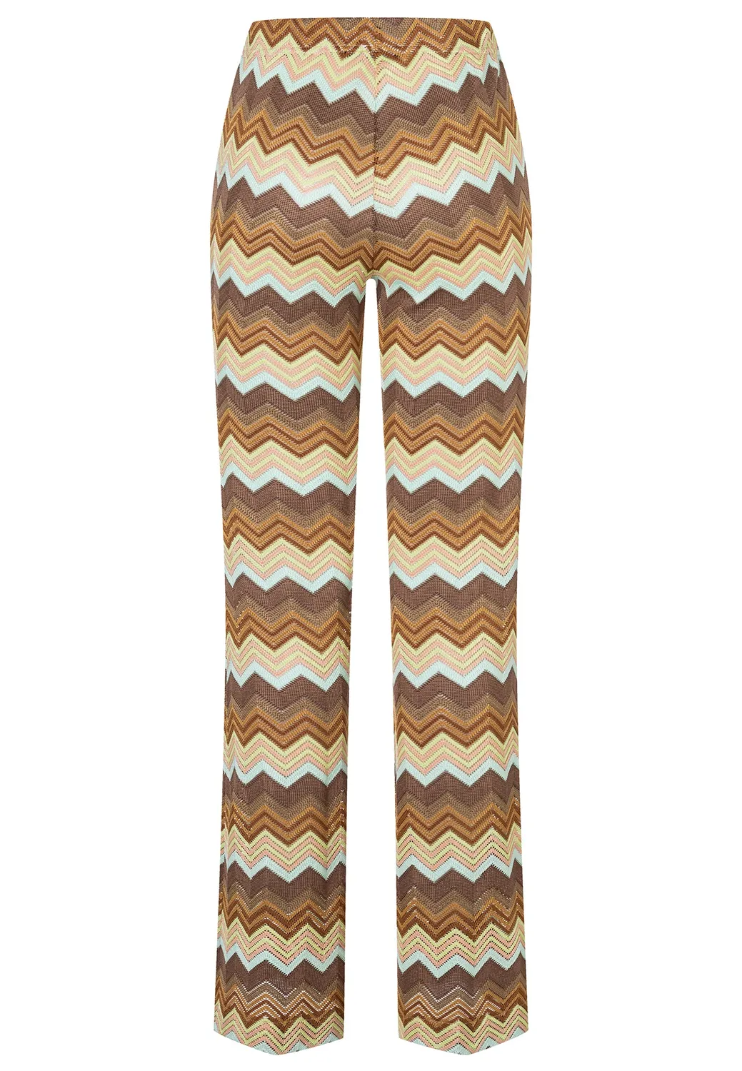 Ana Alcazar Dorea pantaloni a zampa marrone beige zigzag