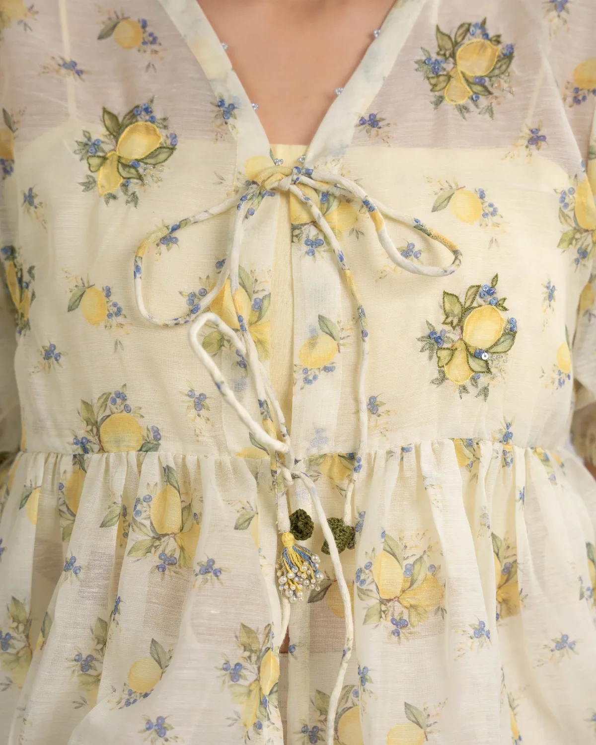 Our Dve Noe Top top organza giallo limone 2 pezzi