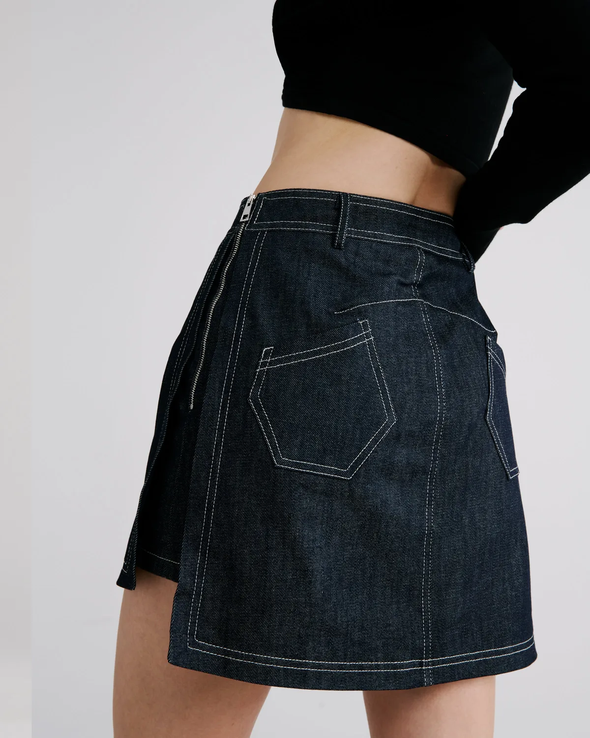 Violante Nessi Minnie gonna shorts blu denim bio GOTS