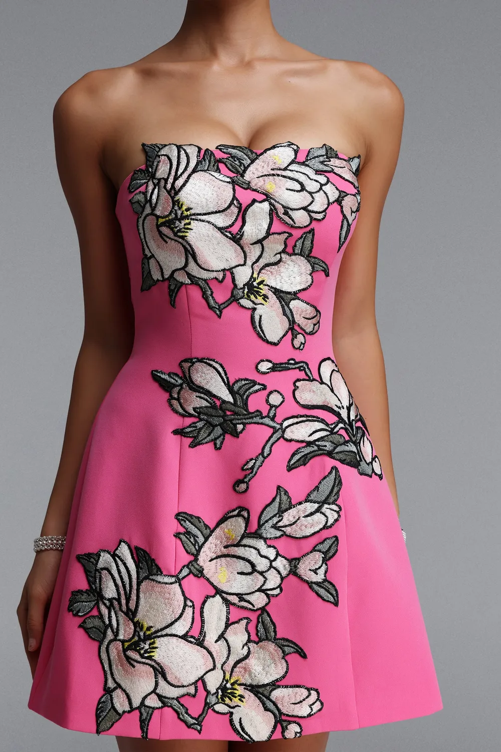Bella Barnett Zaria abito mini rosa bustier floreale