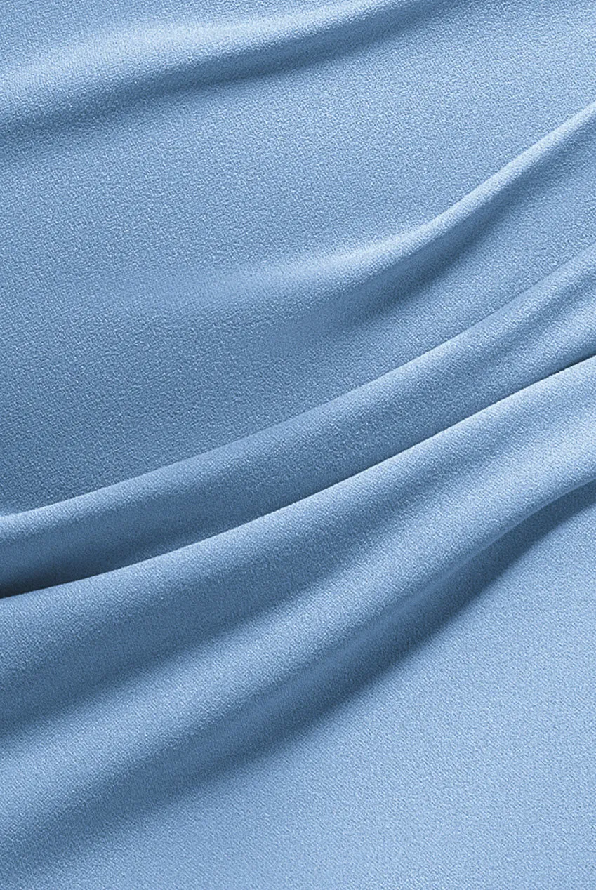 Goddiva Abito Maxi Spalle Scoperte Azzurro Polvere Spacco