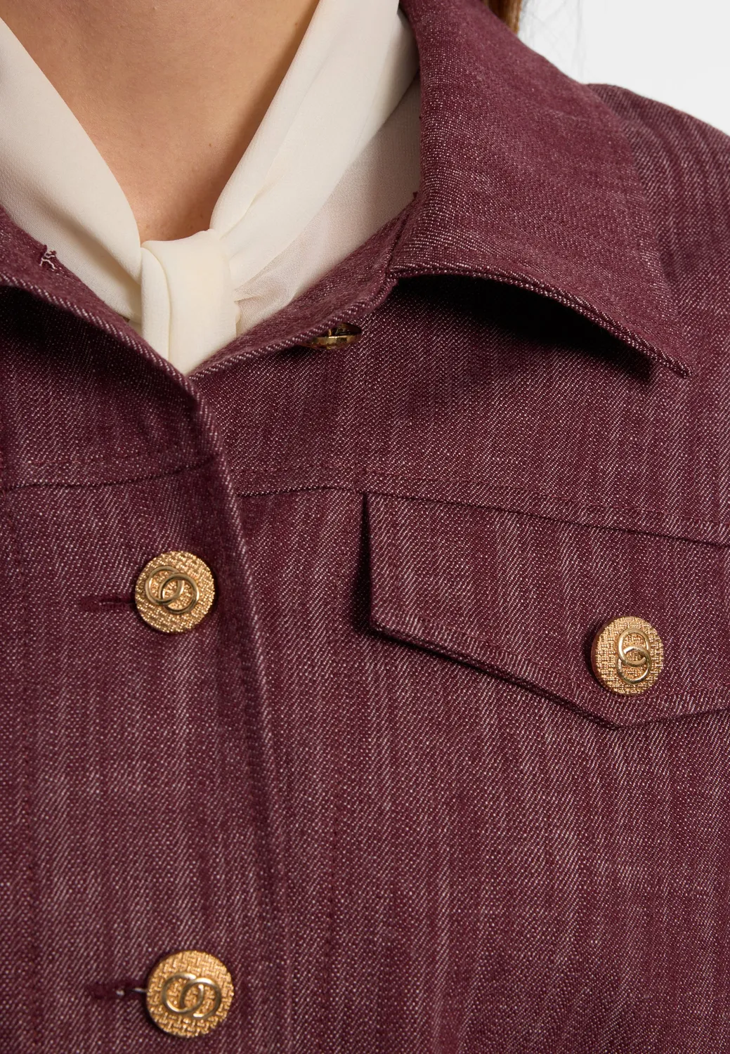Ana Alcazar Enlisary giacca jeans corta bordeaux