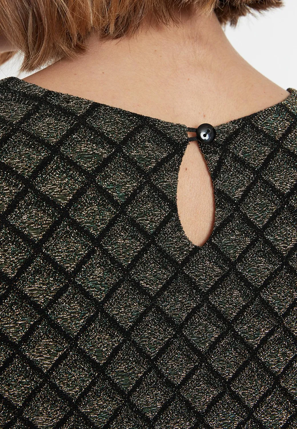 Ana Alcazar Sakary abito frange nero oro lurex