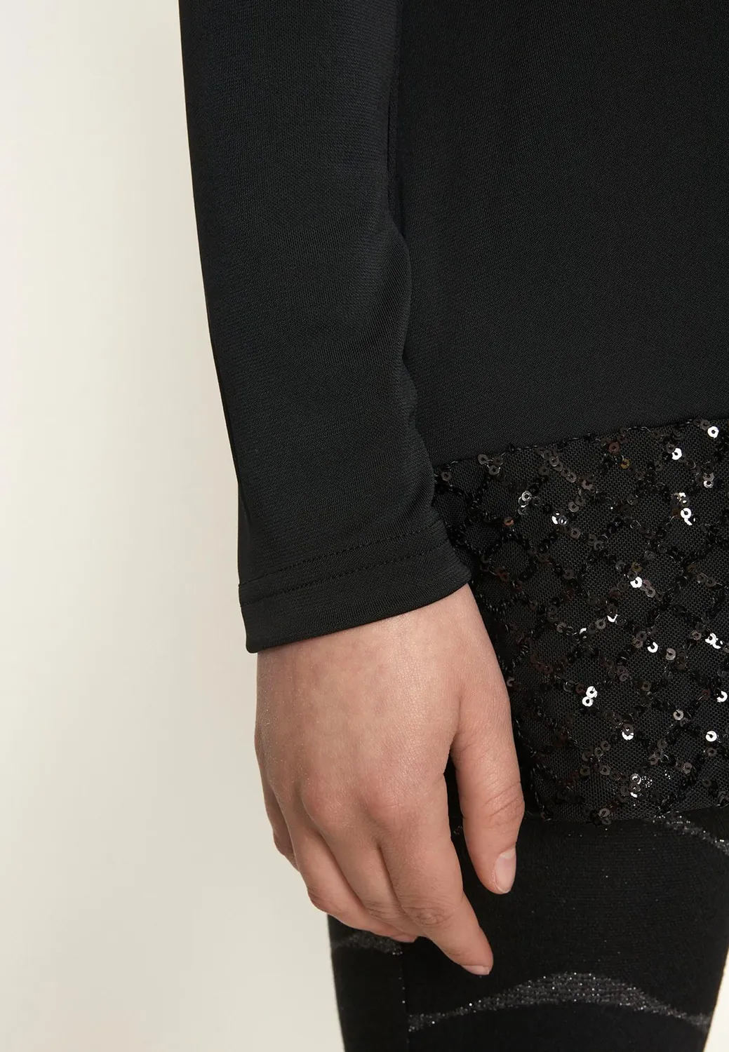 Ana Alcazar Odora top nero con paillettes