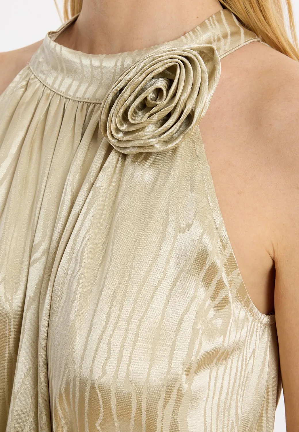 Ana Alcazar Zartea abito lungo satin oro