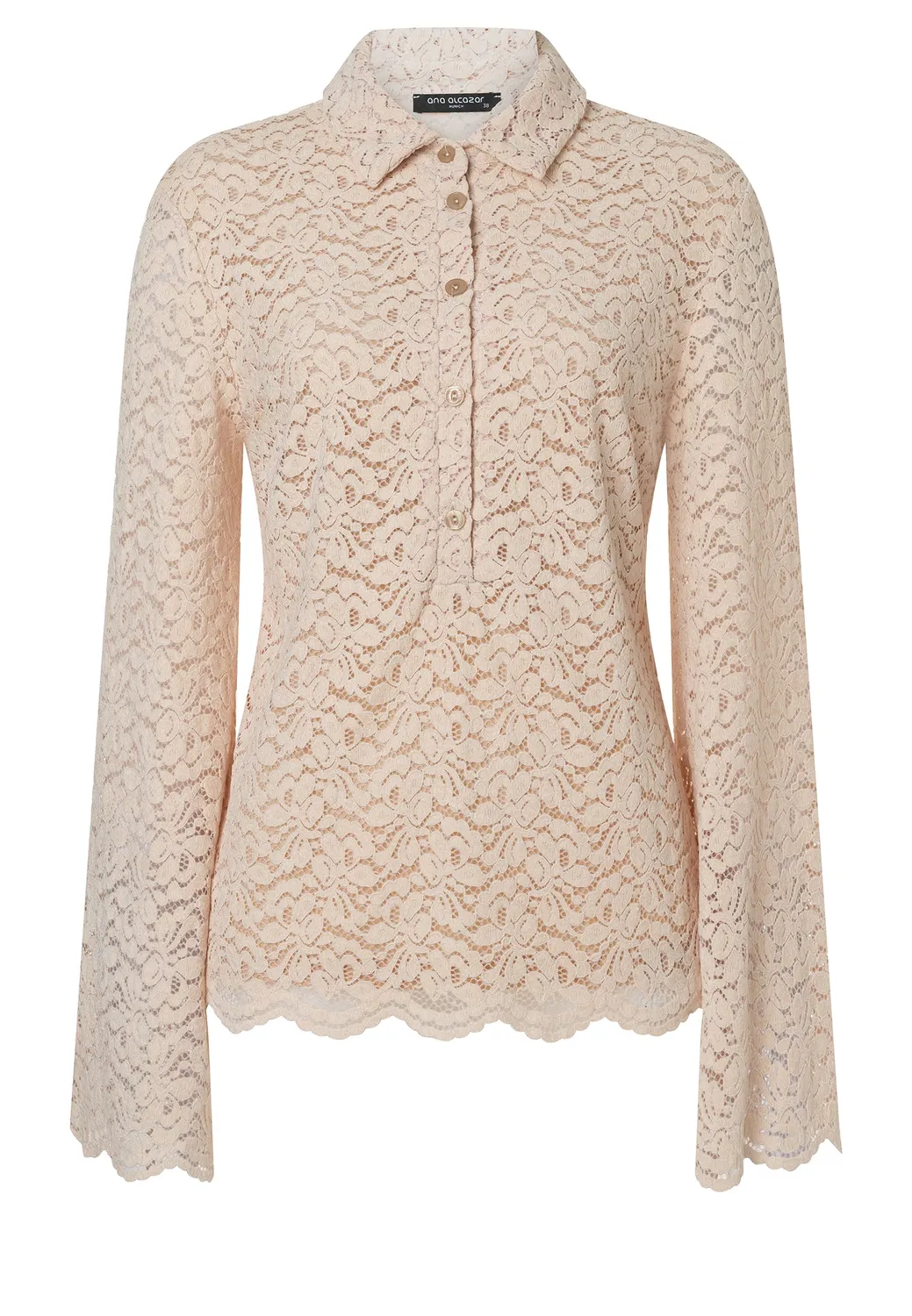 Ana Alcazar Enloryas blusa in pizzo cipria a fiori