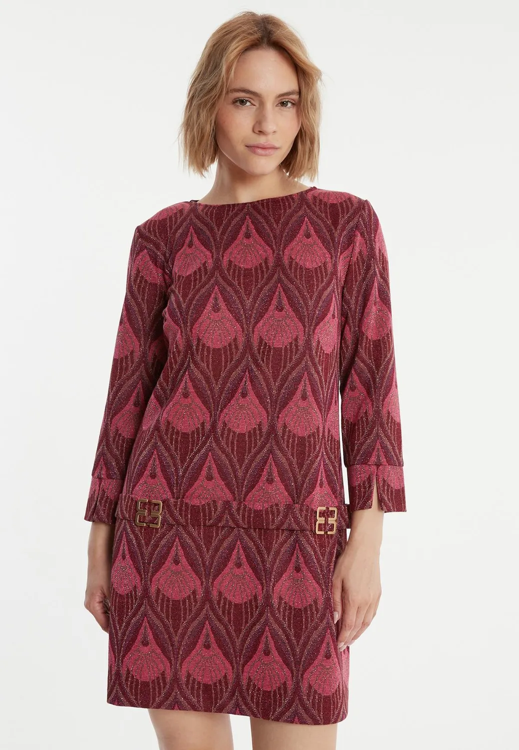 Ana Alcazar Penava abito tunica broccato bordeaux