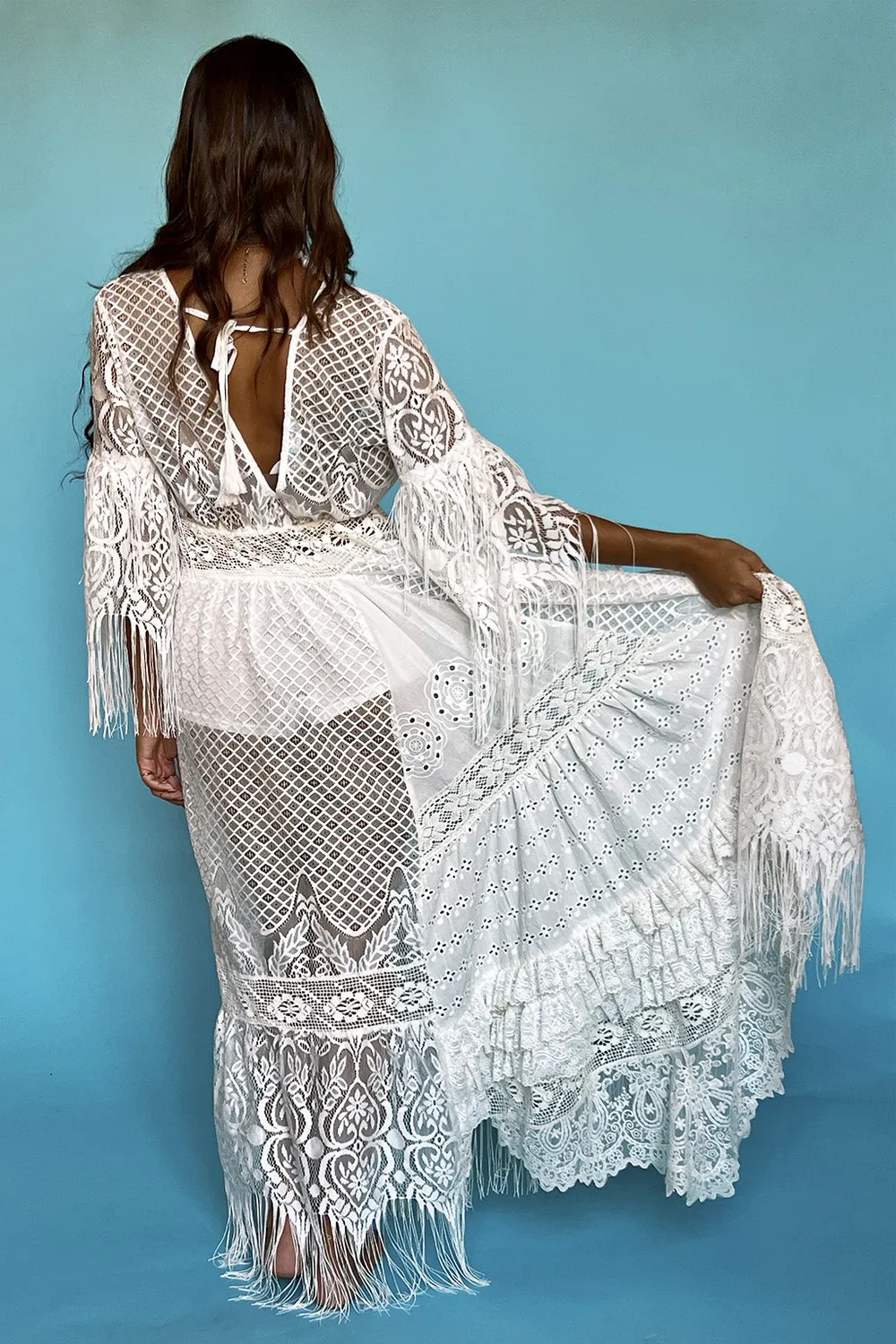 Antica Sartoria Everywhere DW169 abito lungo pizzo bianco