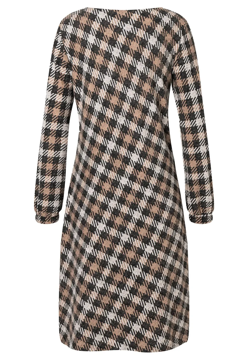 Ana Alcazar Sopari abito quadri marrone scollo asimmetrico