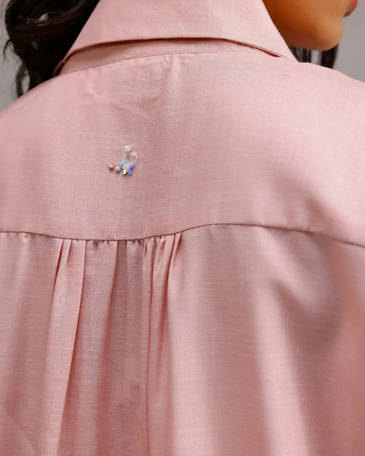 Our Dve Saanjh Blush Bloom kurta lino ombre rosa