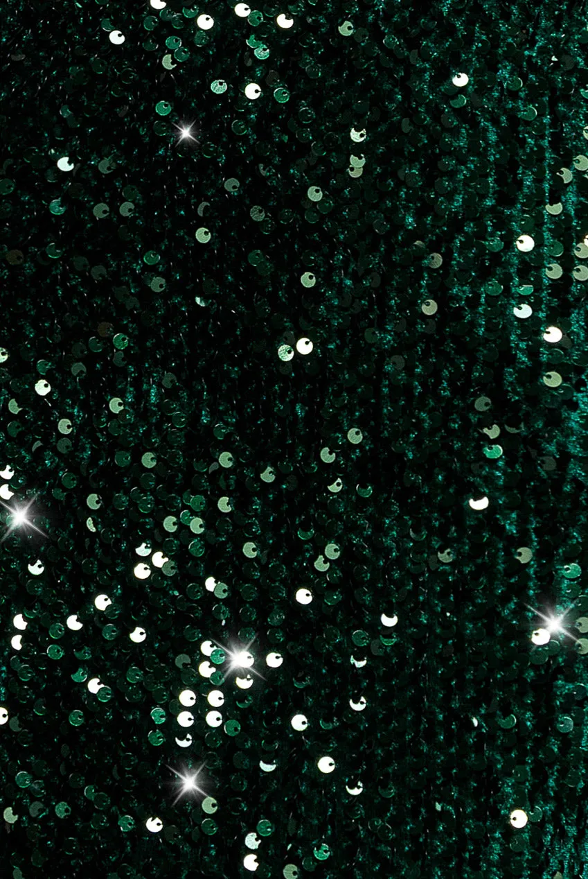 Goddiva Sequin Velvet DR3512 abito maxi verde smeraldo