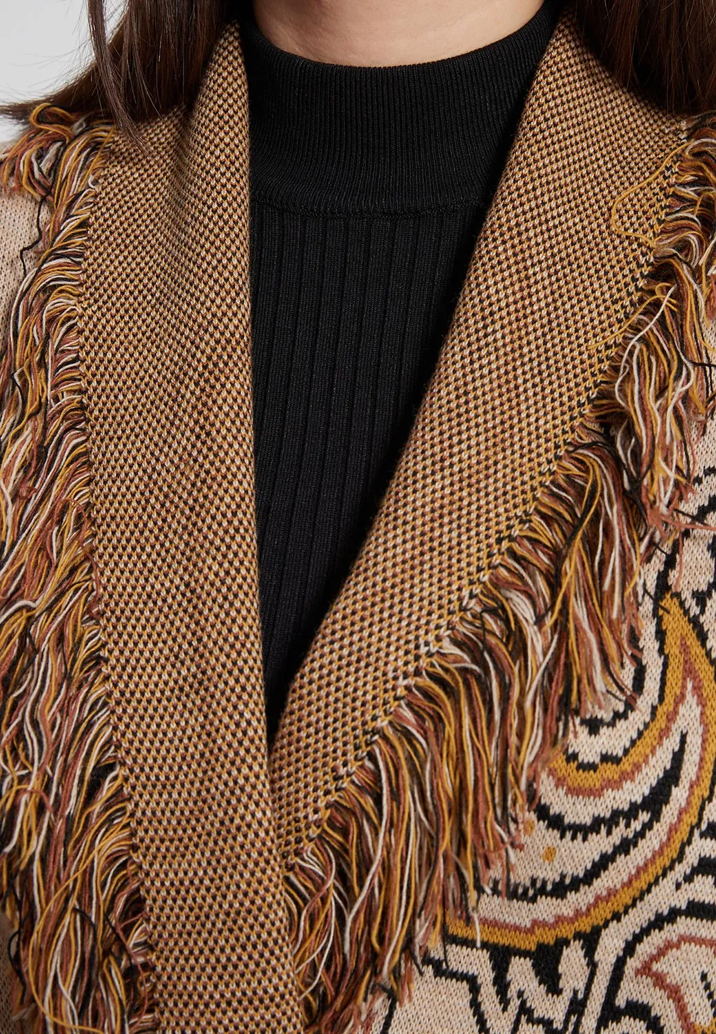 Ana Alcazar Haberi cappotto maglia beige paisley