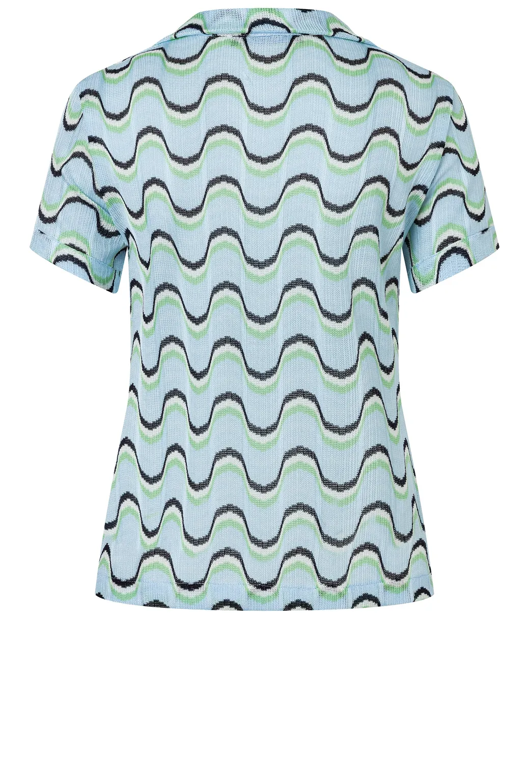 Ana Alcazar Dulya top polo azzurro maglia a onde