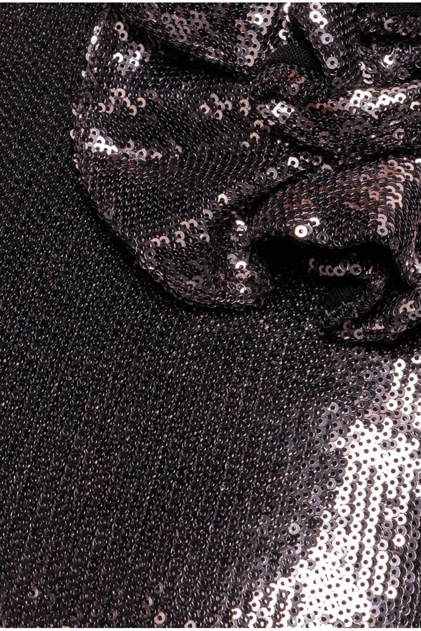 Goddiva Liquid Sequin Halterneck abito mini argento paillettes